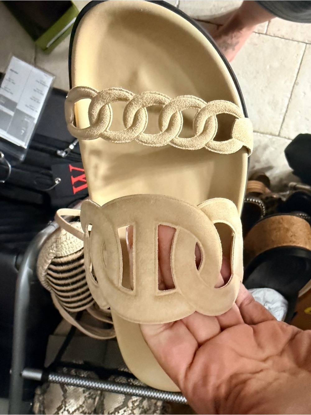 Cream neutral suede like sandal - Picture 8 of 9